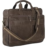 Leather briefcase 18 Inch Laptop Messenger Bags for Men and Women Best Office briefcase Satchel Bag (Grey)