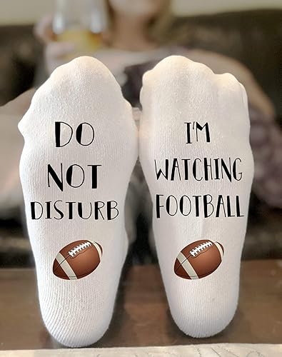 Amazon Com Do Not Disturb I M Watching Football Socks Nfl Stocking Stuffer For Men Football Lover Sunday Night Football Sports Socks Crew Socks Gift For Him