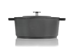 Combekk RAILWAY Recycled Enameled Cast Iron 4.25 Quart Dutch Oven, Concrete, 9.5"