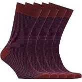 VRD Mens Dress Socks for Men, Bamboo Rayon 5-Pack, Striped Design Crew Length Mid-Calf Socks for Men Shoe Size 8-13