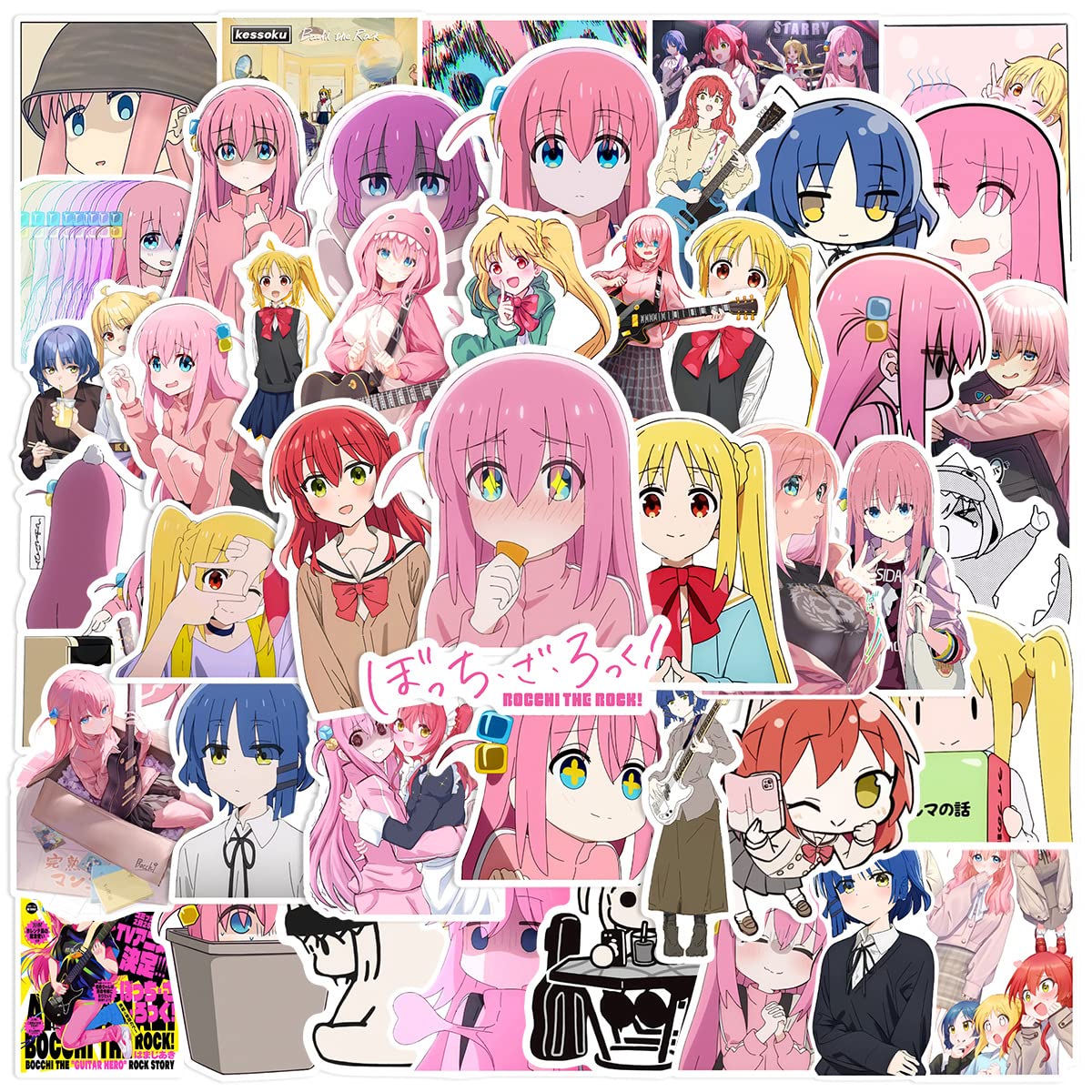 50 Pcs Anime BOCCHI The Rock! Stickers for Laptop,Bumper,Skateboard,Water Bottles,Computer,Phone,Anime Sticker Pack for Kids/Teen — image 1