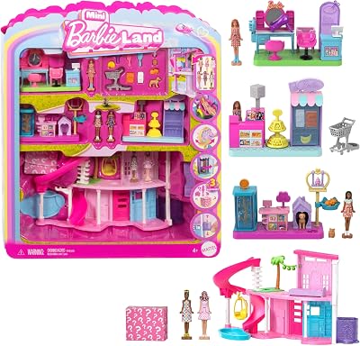 Barbie Mini DreamHouse & 3 Playsets with 6 Dolls & Accessories JGL31