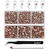 Beadsland 4300pcs Flatback Rhinestones, Champagne Rhinestone Nail Gems Round Crystal Rhinestones for Crafts,Mixed 6 Sizes with Picking Tweezers and Wax Pencil Kit, SS6-SS20, Light Peach