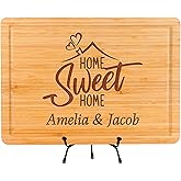 Personalized Cutting Board with Home Sweet Home Design, Custom Engraved Housewarming Gift for Friends, New Home, Realtor Closing Gift for Clients, Kitchen Decor, Neighbors or First-Time Home Buyers