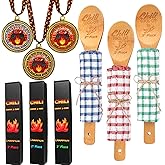 Chili Cook off Prizes Trophies Awards 1st 2nd 3rd Wooden Spoons for Cooking, Long Handled Chili Spoon Serving Spoon Mini Towels Chili Pepper Gift