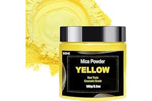 BIJIZME Yellow Mica Powder Pigment(100g) Big Bottle Pigment Powder Multipurpose DIY Arts and Crafts Additive, Woodworking, Epoxy, Resin, Natural Bath Bombs, Paint, Soap,Nail Polish, Lip Gloss(Yellow, 3.5oz)