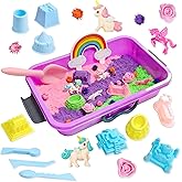 AGENTLAN Unicorn Sensory Bin, Unicorn Sensory Toys with Play Sand for Toddlers Boys and Girls, Kids Toys Gift Sand Box for Age 3 4 5 6 7 8