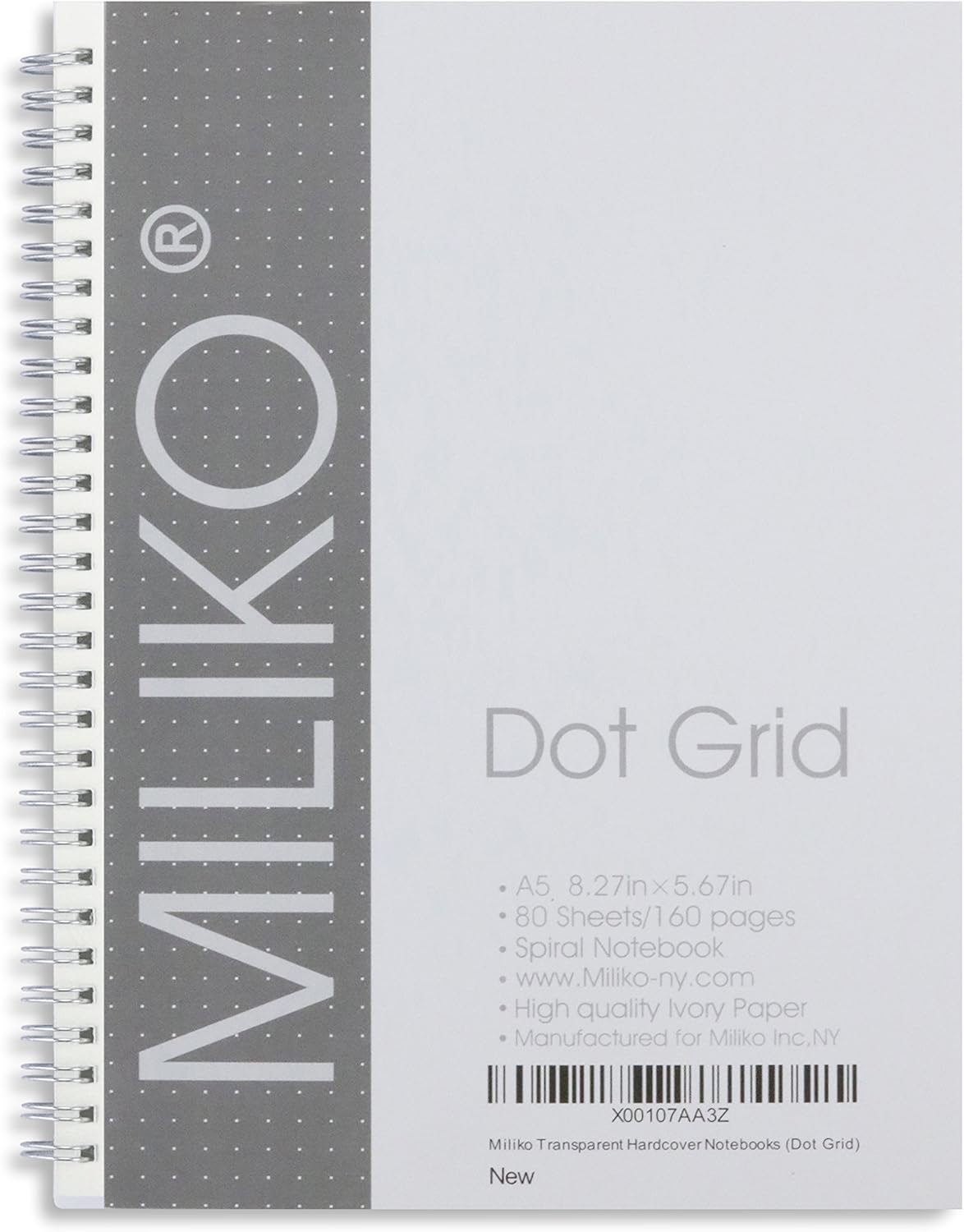 Miliko Transparent Hardcover A5 Size Dot Grid Wirebound/Spiral Notebook-2 Per Pack (Dot Grid), A5 8.27inX5.67in : Office Products