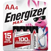 Energizer AA Batteries, MAX Double AA Battery Alkaline, 4 Count