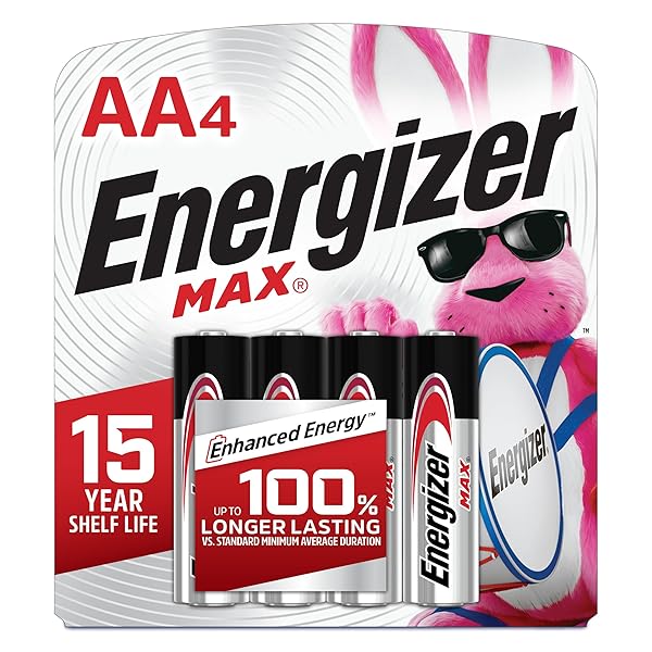 ENERGIZER AA BATTERIES, MAX DOUBLE AA BATTERY ALKALINE, 4 COUNT