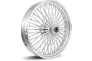 MOTOTEKS 16" HARLEY FAT SPOKE WHEEL 16X3.5 52 REAR STAINLESS SPOKES TOURING BAGGER 2002-2007 MODELS W/ 1" BEARINGS (All Chrome, Wheel only)
