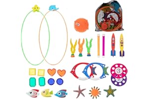 JAZGROM 29pcs Pool Toys for Kids Ages 4-8 8-12,Diving Toys with Swim Thru Rings Including Dive Gems Diving Sticks Water Pool Party Games Swimming Toys for Boys Girls Kids Teens Adults