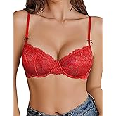 Avidlove Women's Sexy Lace Bra Sheer Underwire Unlined Balconette Everyday Bras Lingerie