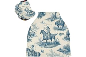 Burbuja Car Seat Cover for Baby, Retro Cowgirls Car Seat Canopy Nursing Cover for Breastfeeding, Multi-use Car Seat Cover for
