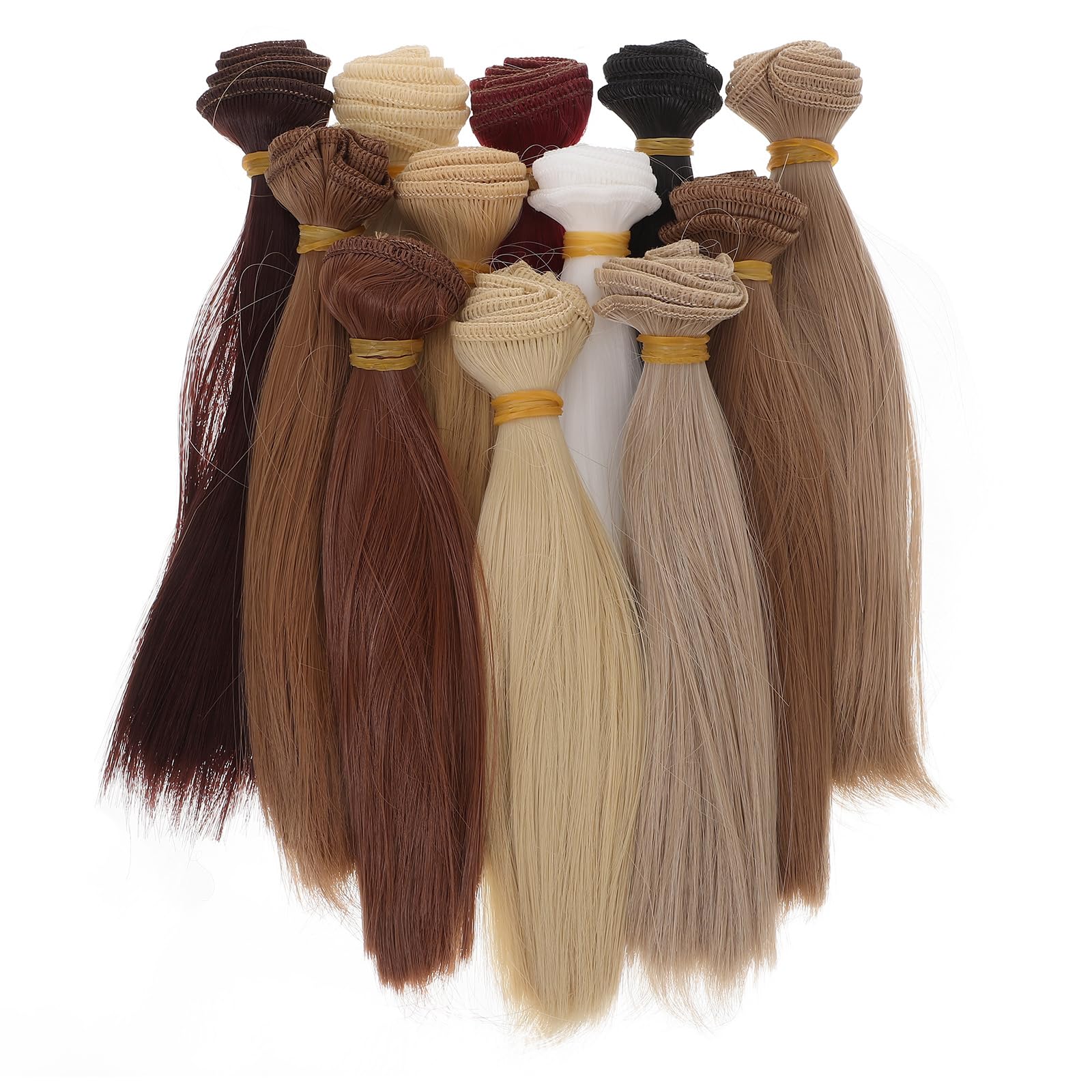 Artibetter 12pcs Doll Hair Wig Synthetic Heat Resistant Long Straight Hair Extensions Wefts for DIY Doll Making Arts and Crafts100x15cm