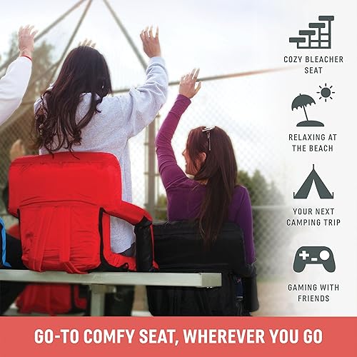 PICNIC TIME Ventura Portable Reclining Stadium Seat with Back Support,  Folding Bleacher Chairs with Back and C