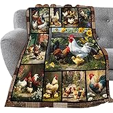 Farmhouse Rooster Throw Blanket Ultra Soft Farm Country Chicken Flannel Blanket Lightweight Cozy Blankets Gift for Women Men Couch Sofa Bed 50" x 40"