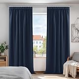 Deconovo Super Soft Thermal Blackout Curtains Navy W55xL95 Inch 1 Pair