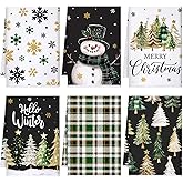 Geyoga 6 Pcs Christmas Kitchen Towels Christmas Tree Snowman Snowflakes Dish Hand Towels Xmas Winter Holiday Soft Absorbent Tea Dishcloths for Housewarming Gift