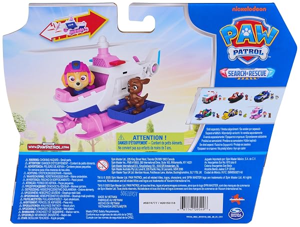 PAW PATROL – SEARCH & RESCUE: SKYES RESCUE HELICOPTER, VEHICLE WITH PULL BACK MOTOR, APPROX. 15 CM, INCLUDES DOG FIGURE AND KANGAROO, DETAILED DESIGN FROM THE SERIES, TOYS FROM 3 YEARS