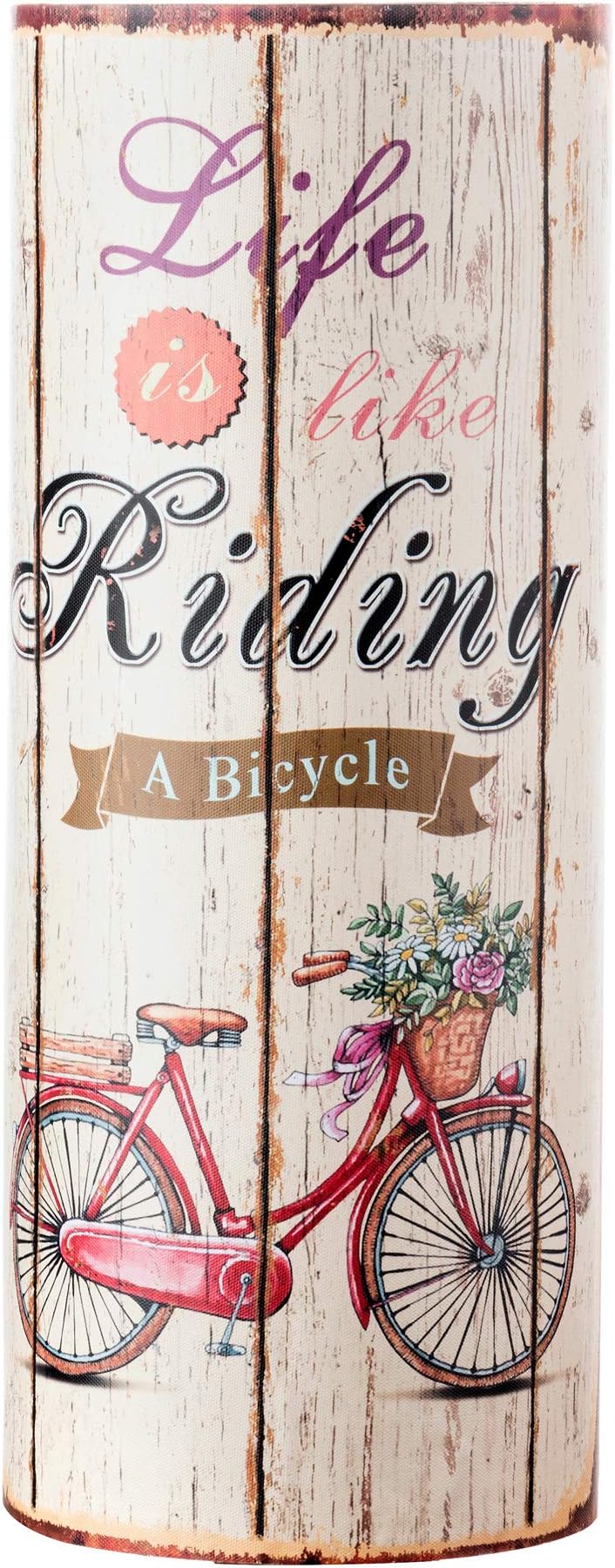Rebecca MobiliUmbrella Rack Umbrella Holder Canvas Beige Round Life is Riding Retro Entrance Hallway - 49 x 20 x 20 cm (H x W x D) - Art. RE4760