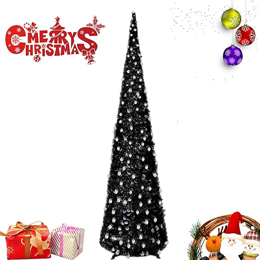 Amazon Com 5ft Pop Up Tinsel Christmas Slim Trees W Shiny Skull