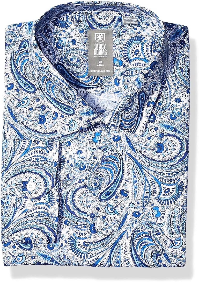 STACY ADAMS Men's Contemporary Modern Fit Dress Shirt at  Men’s Clothing store
