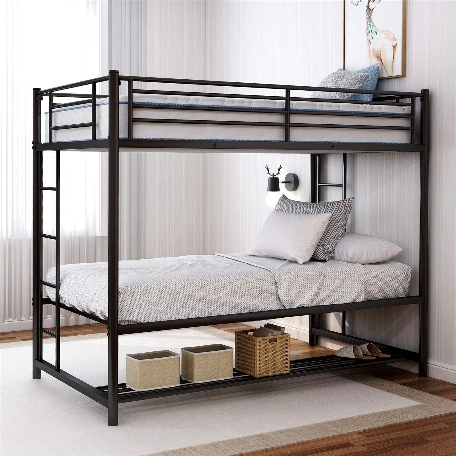 metal bunk beds with mattresses included