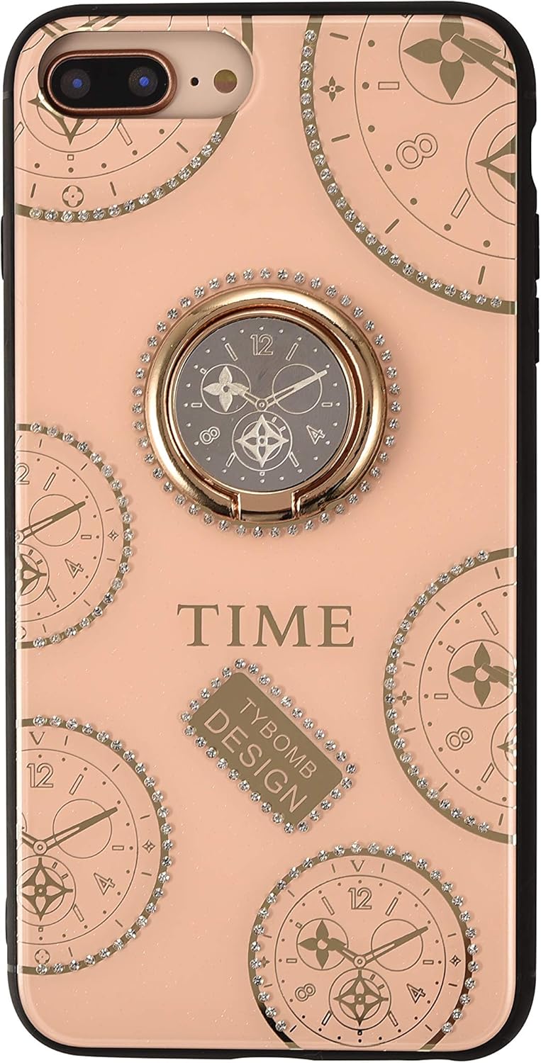iPhone 7Plus 8Plus Rhinestone Case,Awin Luxurious Original Clock Watch Time Women Girls Soft TPU Shiny Rhinestone Case with Kickstand Ring for iPhone 6Plus 6S Plus 7Plus 8Plus (Rose Gold)