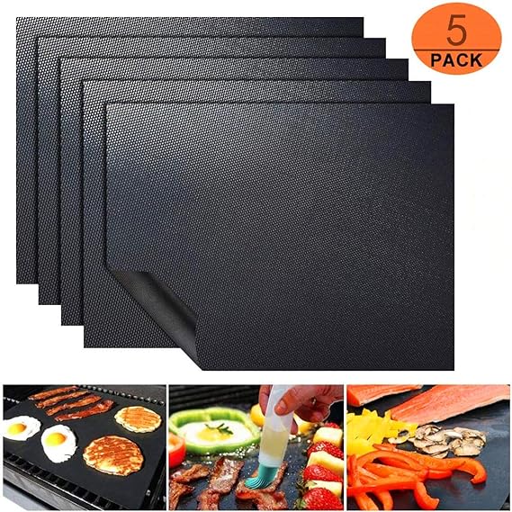 Grill Mat Set of 5 Heavy Duty BBQ Grill Mats Non Stick, BBQ Grill