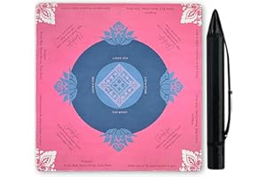 Wintogo Anti Slip Mahjong Mat with Rules, Noise Reduction American Mahjong Table Mat & Cover for Poker, Card, Board & Tile Games, 31.5 in X 31.5 inch(Pink)