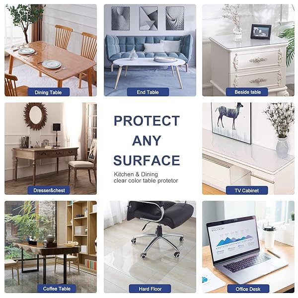 RECTANGULAR CLEAR TABLE PROTECTOR 18X30 INCH CRYSTAL TOP MAT TRANSPARENT WATERPROOF PAD PLASTIC DESK PROTECTOR FOR VANITY WRITING TV BENCH SOFA MAKE-UP MAT