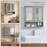 Bath Vida Priano 2 Door Mirrored Wall Cabinet Grey Oak H58 W56 D13 cm view 4