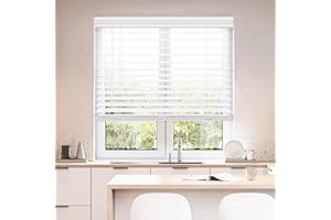 DEZ FURNISHINGS Cordless 2" Faux Wood Blind, 31" W x 48" H, White