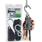 Rope Ratchet Heavy Duty 1/2" Hoist with Locking Pulley, Adjustable Hanger for Grow Lights, Canopies, Kayaks, 15' Braided Polypropylene Rope, 500 lbs Capacity, Ideal for Tent, Tarp, Roof Rack Tie Downs