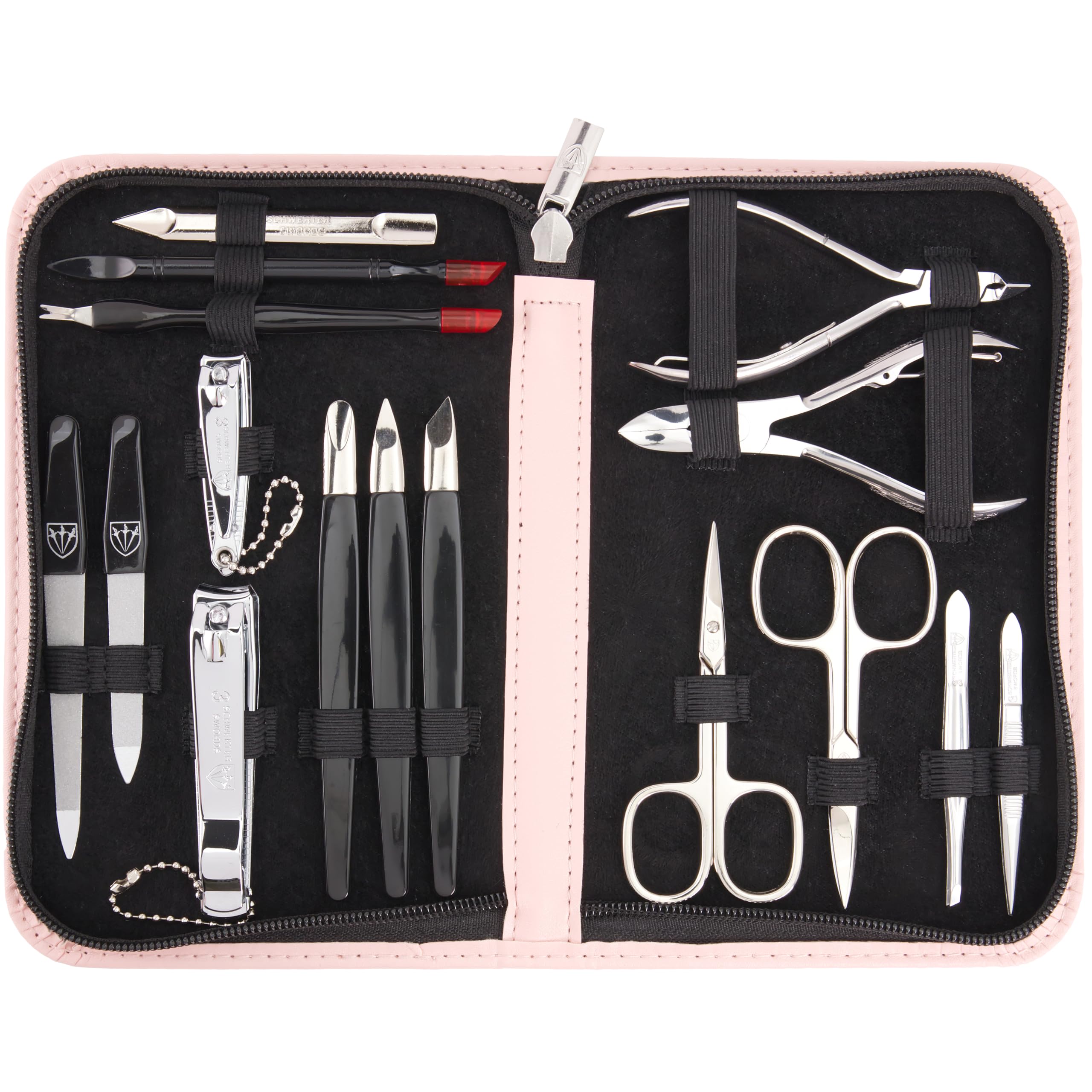 3 Swords Germany - brand quality 16 piece manicure pedicure grooming kit set in light pink fashion leather case in gift box - Made by 3 Swords — image 1