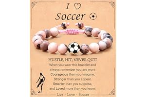 Gnamy Softball/Volleyball/Soccer/Basketball/Tennis Bracelet Gifts for Teen Girls Women, Adjustable Natural Beads Bracelet Sports Accessories Stuff Christmas Valentines Day Birthday Jewelry Gifts for Team Lover Daughter