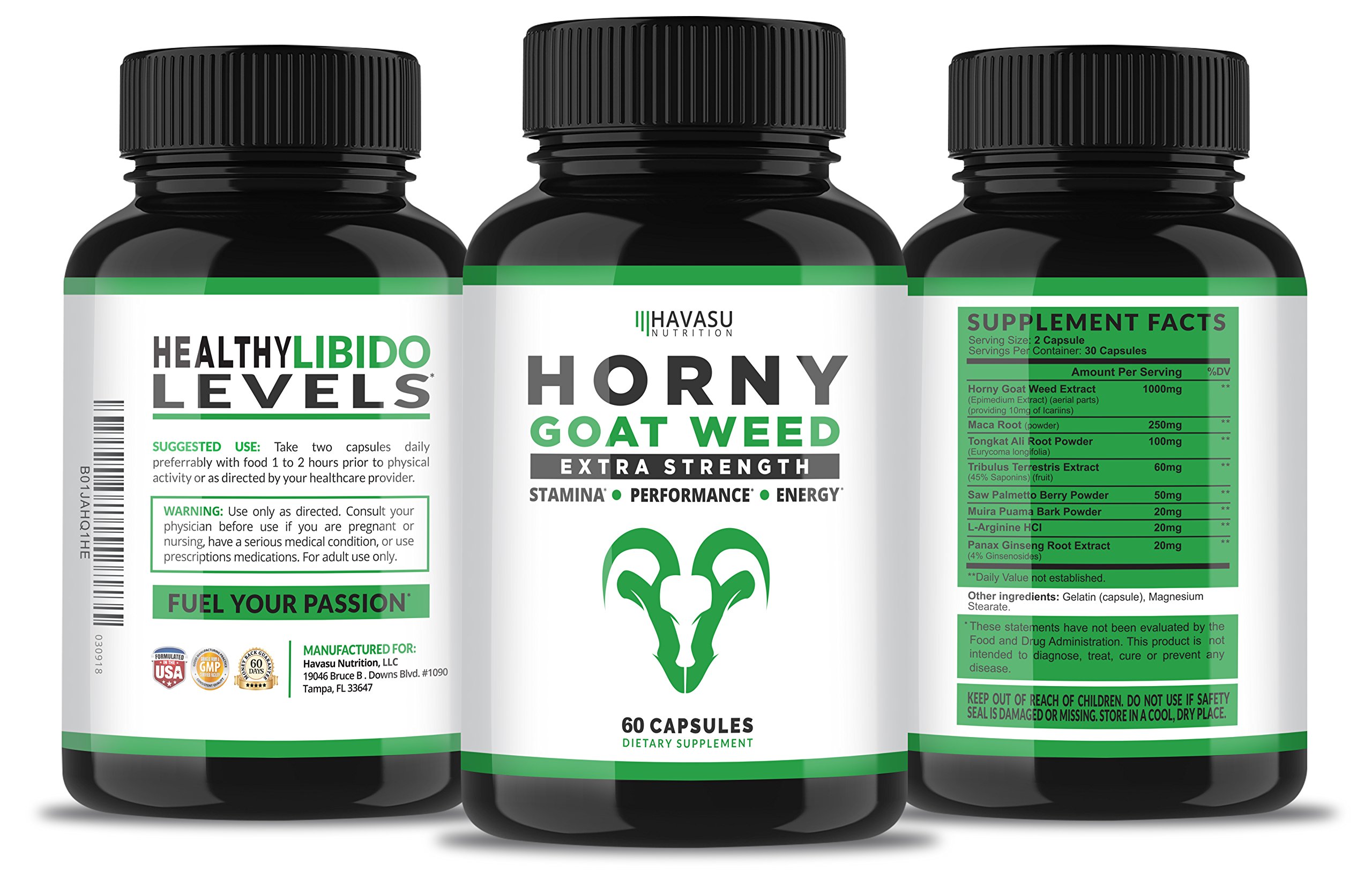Extra Strength Horny Goat Weed Extract With Muira Puama, Maca Root, L
