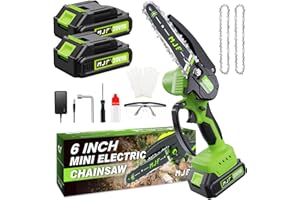 Mini Chainsaw Cordless 6-Inch with 2 Battery, One-Handed, Smooth Cutting, Portable Electric Chain Saw for Wood Cutting Tree Trimming, With Complete Chainsaw Kit, MJF