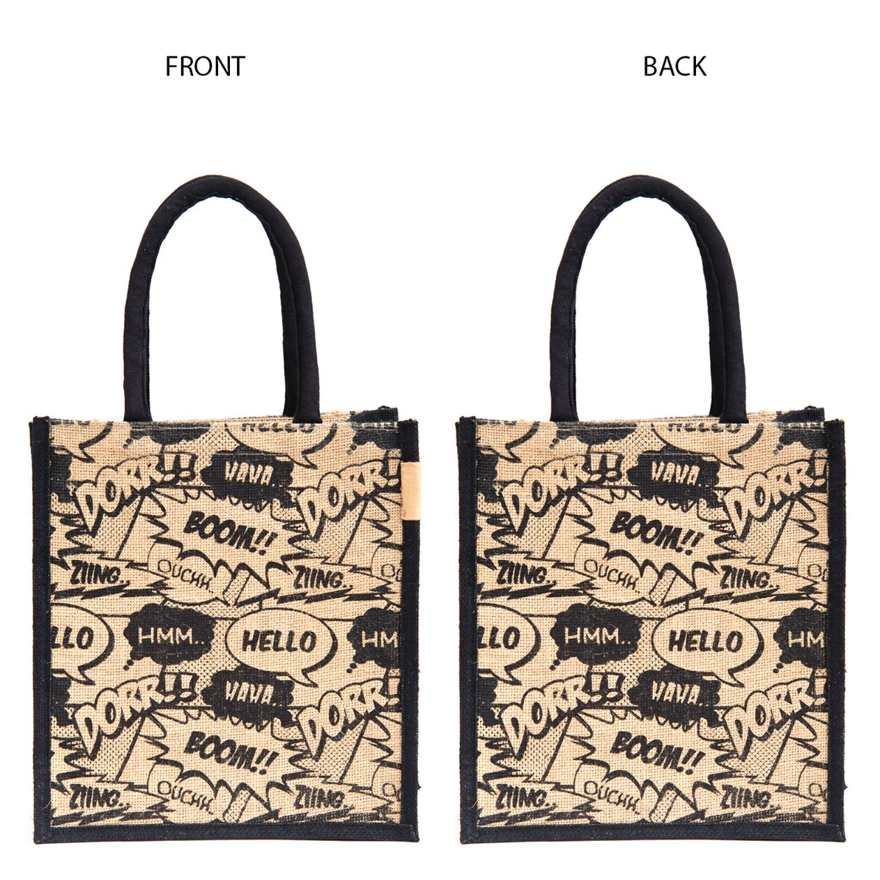 h&b jute waterproof lunch bag for men and women, 11x9x6-inches(multicolour)