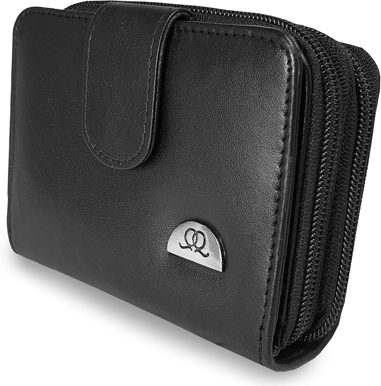 Ladies Designer Leather Purse with 6 RFID Blocking Credit Card Spaces with Zip Closure, Zipped Up Coins Section, 12x9x4cm