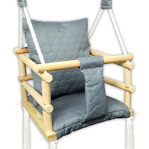Bluekitty Schaukel Fur Kinder Babyschaukel Kinderschaukel Mit Kissen Schaukel Fur Haus Und Garten Schaukel Aus Holz Babyschaukel Stoffschaukel Kleinkindschaukel Innenschaukel Holzschaukel Amazon De Handmade
