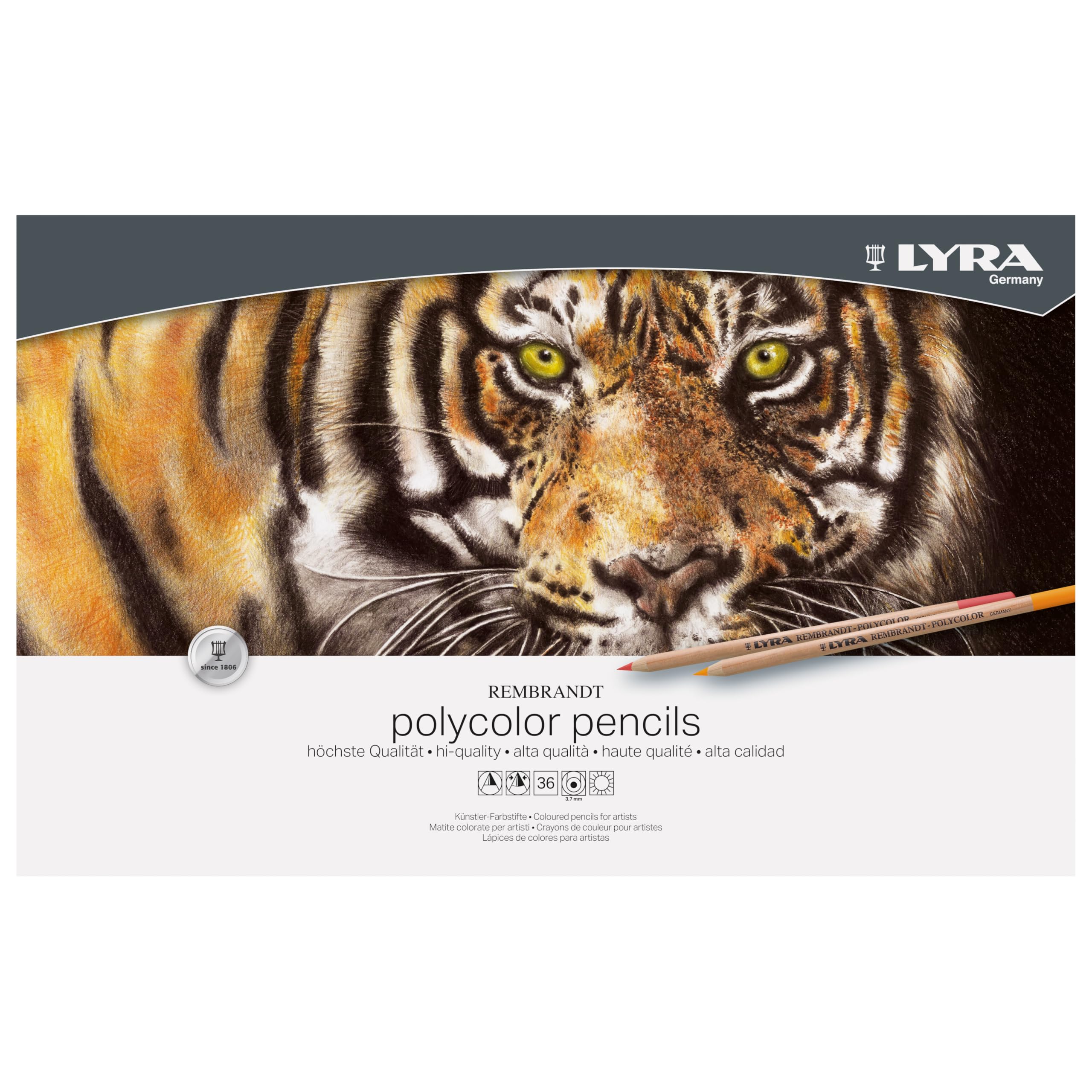 LYRA Rembrandt Polycolor, Fine Art Coloured Pencil Set, 36 Assorted Colours, For Professionals & Students