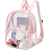abshoo Clear Mini Backpack for Stadium Approved Clear Bag for Concert Sports Events Transparent Backpacks for Girls Women (Light Pink)