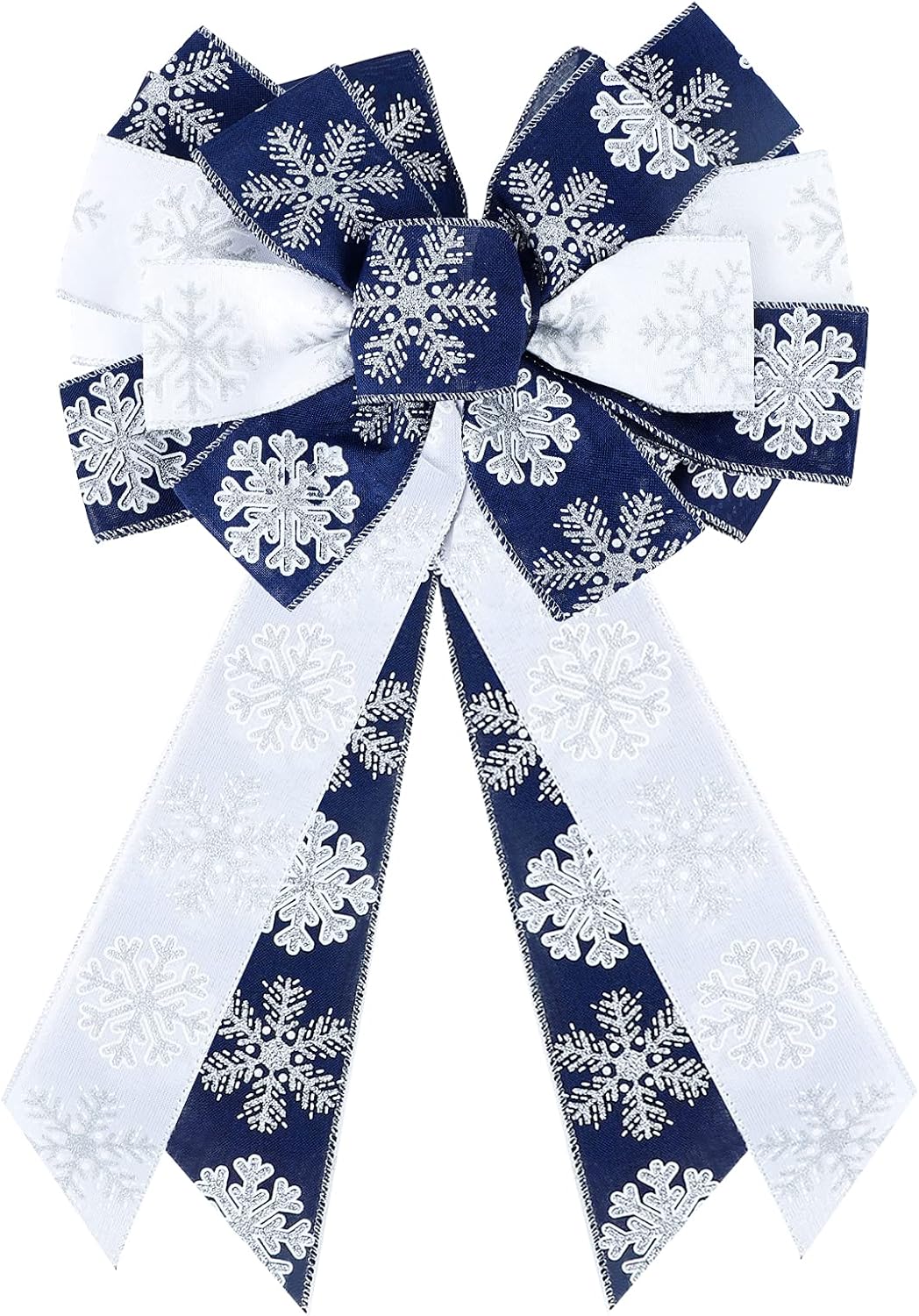 Bows & Ribbons - Gukasxi Christmas Wreath Bows Large Snowflake Bow Christmas Tree Topper Bows Burlap Bows Ornaments Decorative Gift Bow for Front Door Wreath Home Wedding Christmas Party Favor Decor (Snowflake)