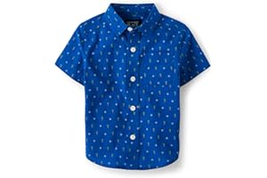 The Children's Place Boys and Toddler Poplin Short Sleeve Button Down Shirt