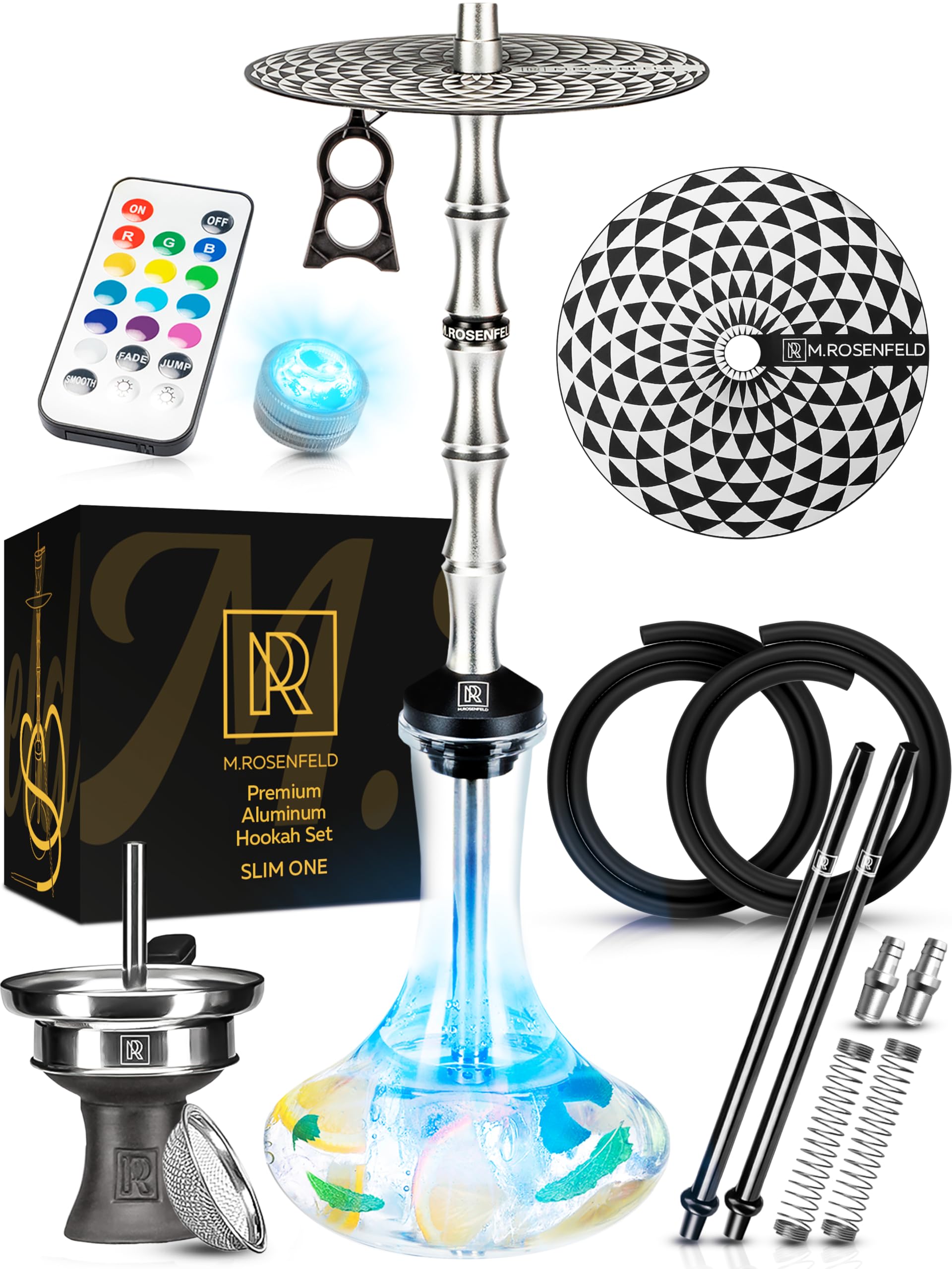 Photo 1 of ***MISSING PIECES*** Premium Luxury 33 in 2 Hose Stainless Steel Hookah Kit for Smooth Smoking – Big 2 Hose Hookah Machine with Accessories and Big Hookah Bowl, Perfect for Home & Parties - Classic Shisha