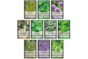 Meekear 10 Kit Non-GMO Growing into Thyme, Lavender, Chamomile, Dill, Chives, Cilantro, Rosemary, Basil, Parsley, Sage Indoor/Outdoor for Kitchen Windowsill Gardening Gift