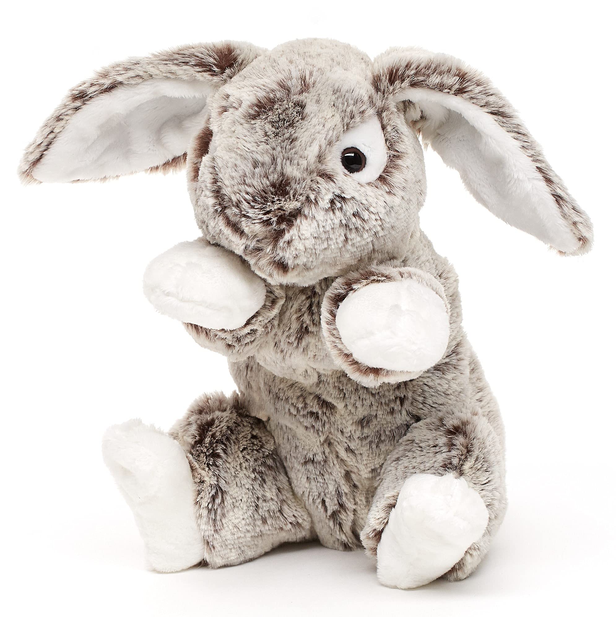 Uni-Toys - Rabbit with floppy ears, large - dark brown mottled - super soft - 22 cm (height) - plush rabbit - plush toy, cuddly toy