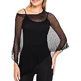 SHU-SHI Womens Sheer Knit Poncho Shrug Lightweight Cover Up One Size Fits Most